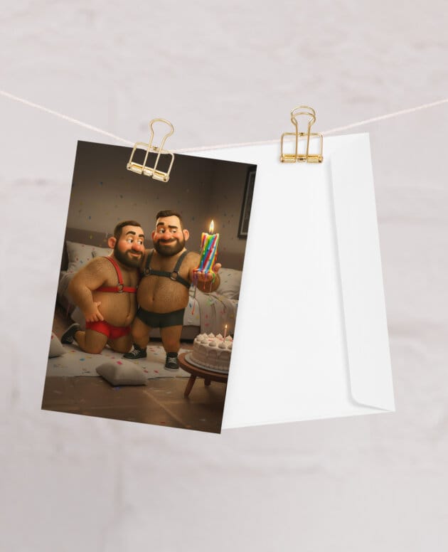 Scruffy Cub Greeting Card – Sexy Gay Birthday Surprise for That Special Bear