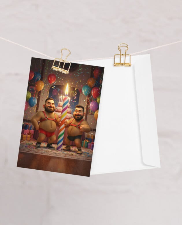 Scruffy Cub Birthday Card – Party-Ready Gay Bear Greetings