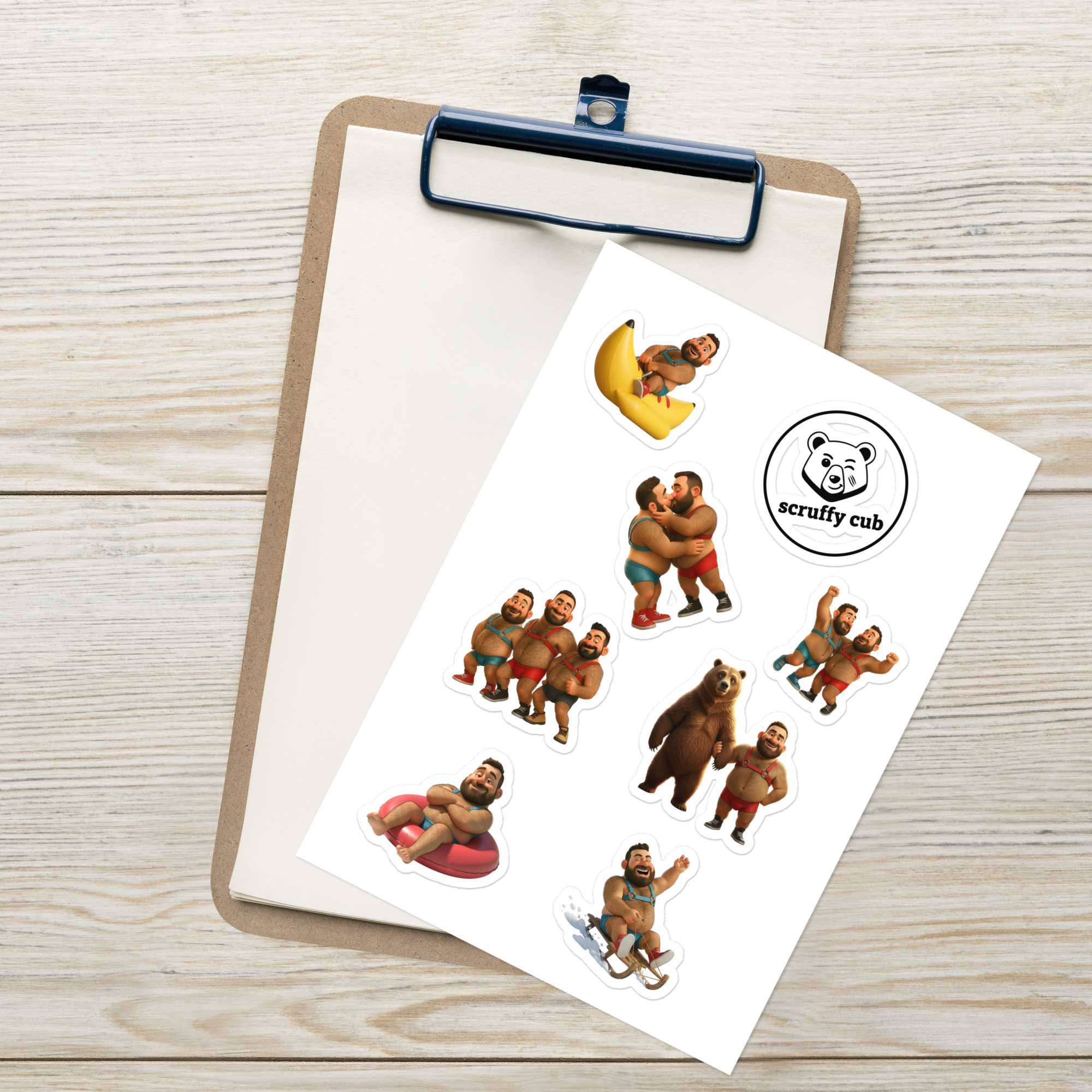 Scruffy Cub Sticker Sheet – Fun Gay Stickers for Bears, Cubs & Chasers